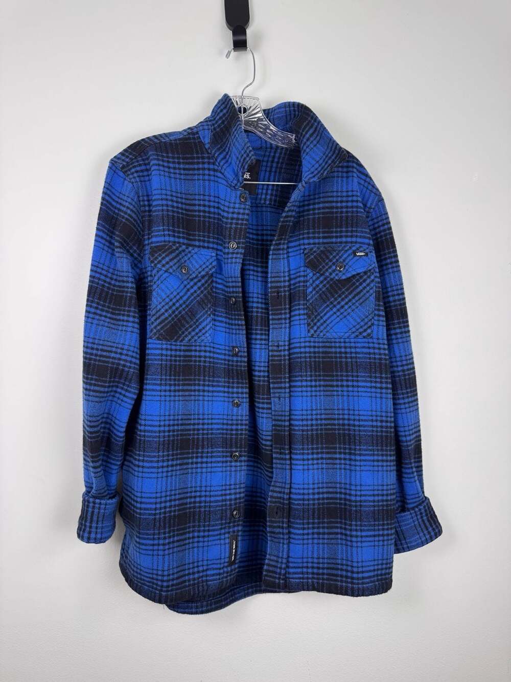 Vans Classic Fit Blue and Black Plaid Flannel Shirt Jacket “Shaket” Size Small